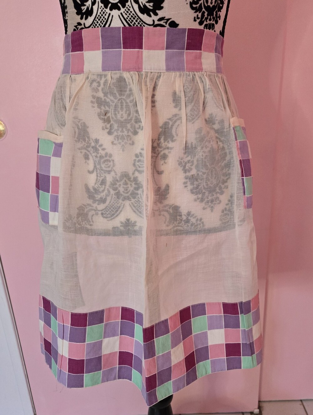 Vintage Pastel Sheer Hostess Apron